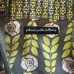 Petunia Pickle Bottom Canvas Weekender diaper bag w/ Olive Leaf and Blush Roses